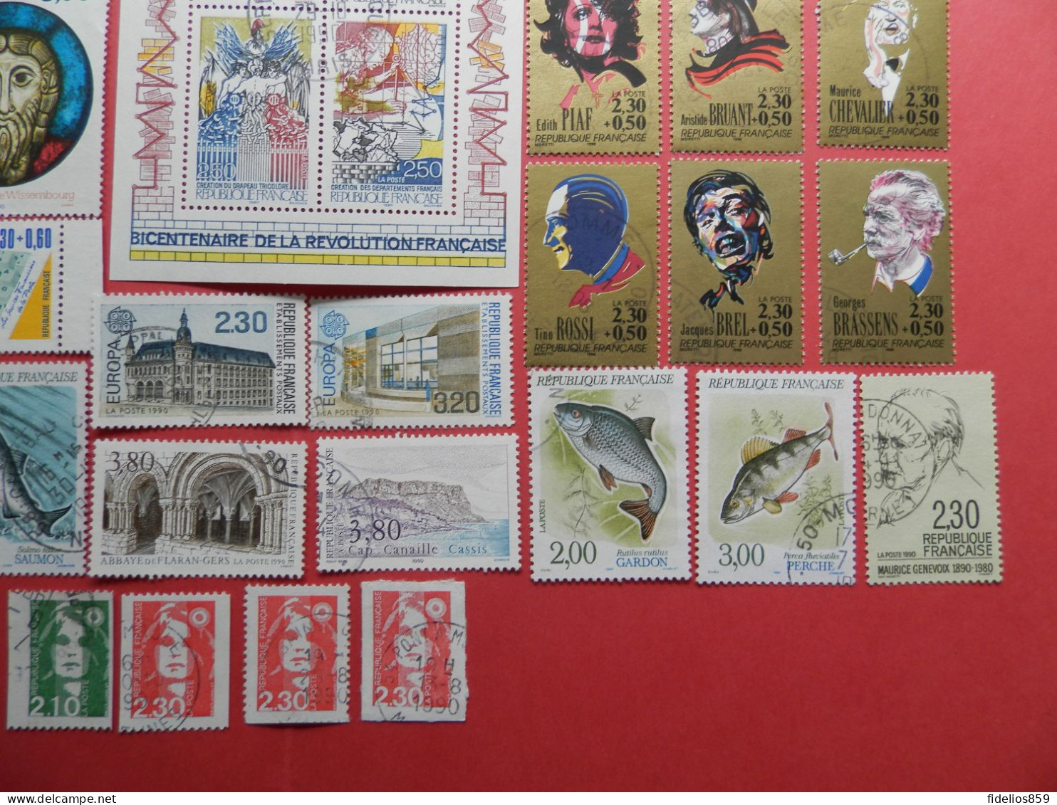 FRANCE OBLITERES : ANNEE COMPLETE 1990 SOIT 60 TIMBRES POSTE DIFFERENTS DONT BF 12. QUALITE LUXE - 1990-1999