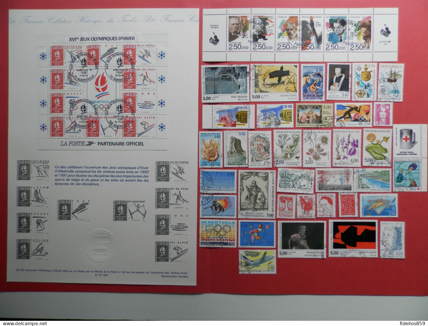 FRANCE OBLITERES : ANNEE COMPLETE 1992 SOIT 42 TIMBRES POSTE DIFFERENTS + LE BF 14. QUALITE LUXE - 1990-1999