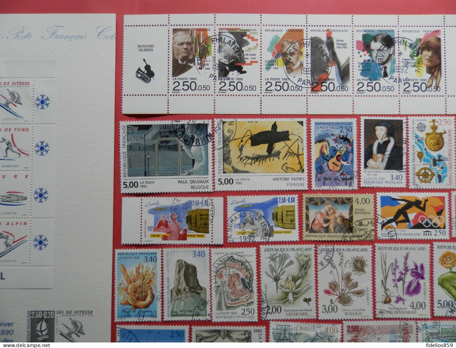 FRANCE OBLITERES : ANNEE COMPLETE 1992 SOIT 42 TIMBRES POSTE DIFFERENTS + LE BF 14. QUALITE LUXE - 1990-1999