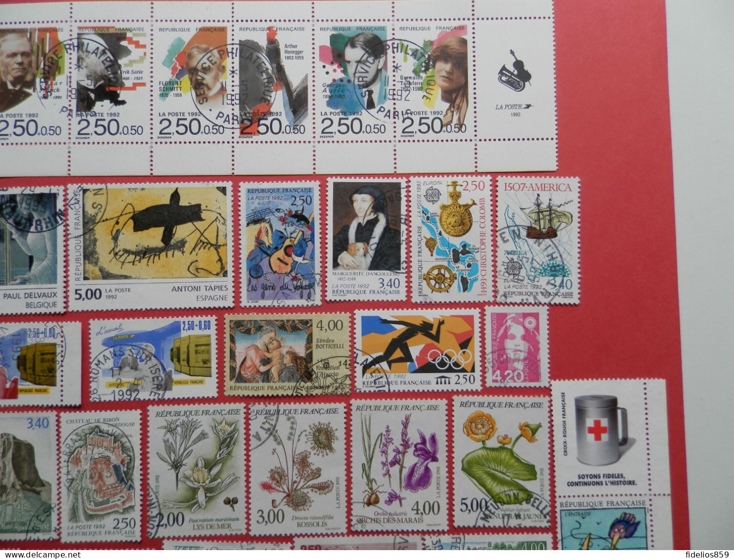 FRANCE OBLITERES : ANNEE COMPLETE 1992 SOIT 42 TIMBRES POSTE DIFFERENTS + LE BF 14. QUALITE LUXE - 1990-1999