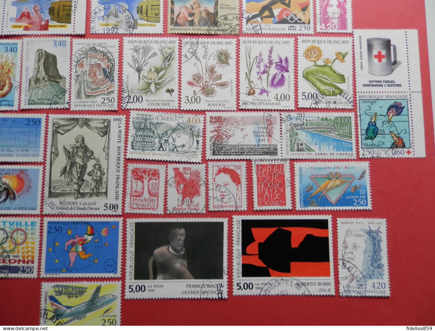 FRANCE OBLITERES : ANNEE COMPLETE 1992 SOIT 42 TIMBRES POSTE DIFFERENTS + LE BF 14. QUALITE LUXE - 1990-1999