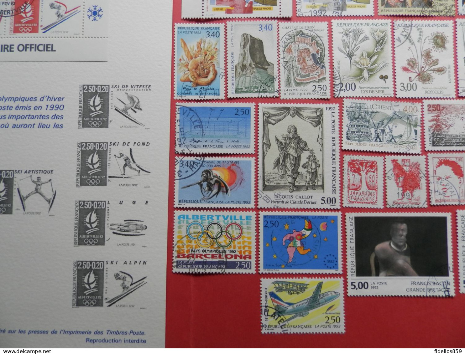 FRANCE OBLITERES : ANNEE COMPLETE 1992 SOIT 42 TIMBRES POSTE DIFFERENTS + LE BF 14. QUALITE LUXE - 1990-1999