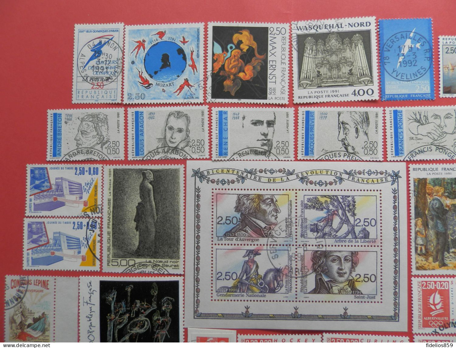 FRANCE OBLITERES : ANNEE COMPLETE 1991 SOIT 59 TIMBRES POSTE DIFFERENTS DONT LE BF 13. QUALITE LUXE - 1990-1999
