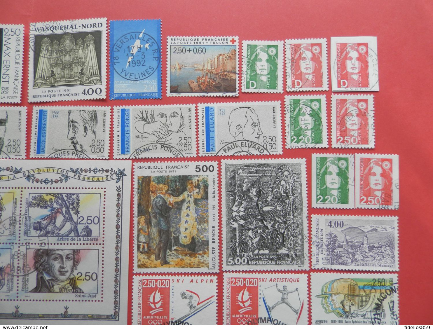 FRANCE OBLITERES : ANNEE COMPLETE 1991 SOIT 59 TIMBRES POSTE DIFFERENTS DONT LE BF 13. QUALITE LUXE - 1990-1999