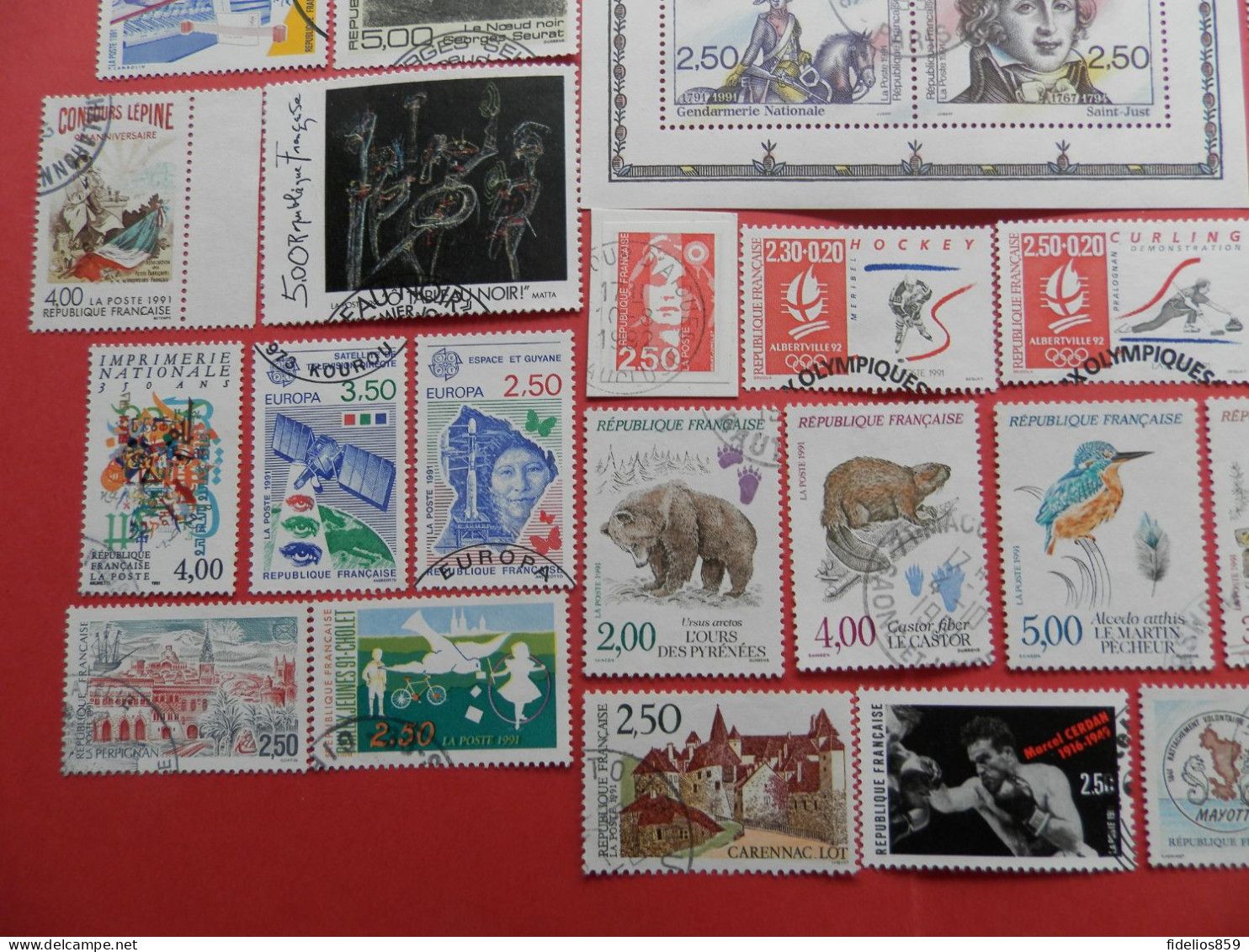 FRANCE OBLITERES : ANNEE COMPLETE 1991 SOIT 59 TIMBRES POSTE DIFFERENTS DONT LE BF 13. QUALITE LUXE - 1990-1999