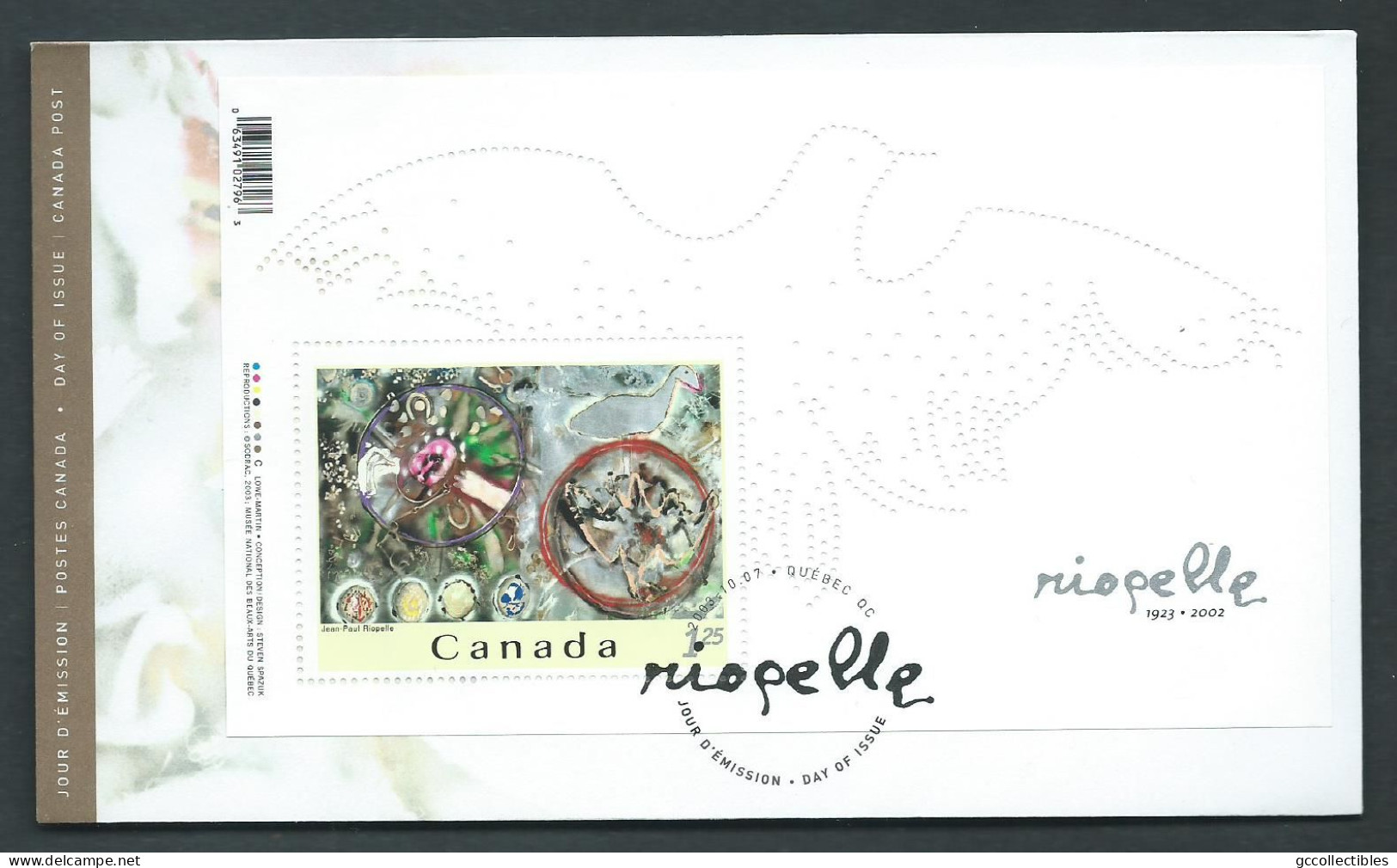 Canada # 2003ii - Souv. Sheet On FDC - Jean-Paul Riopelle - 2001-2010