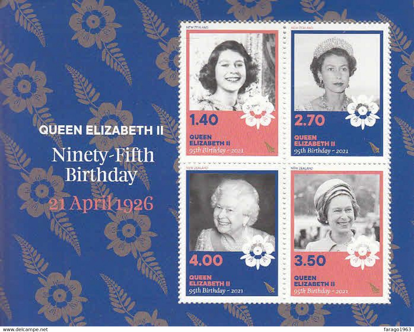 2021 New Zealand QEII 95th Birthday Souvenir Sheet MNH @ BELOW Face Value - Ongebruikt