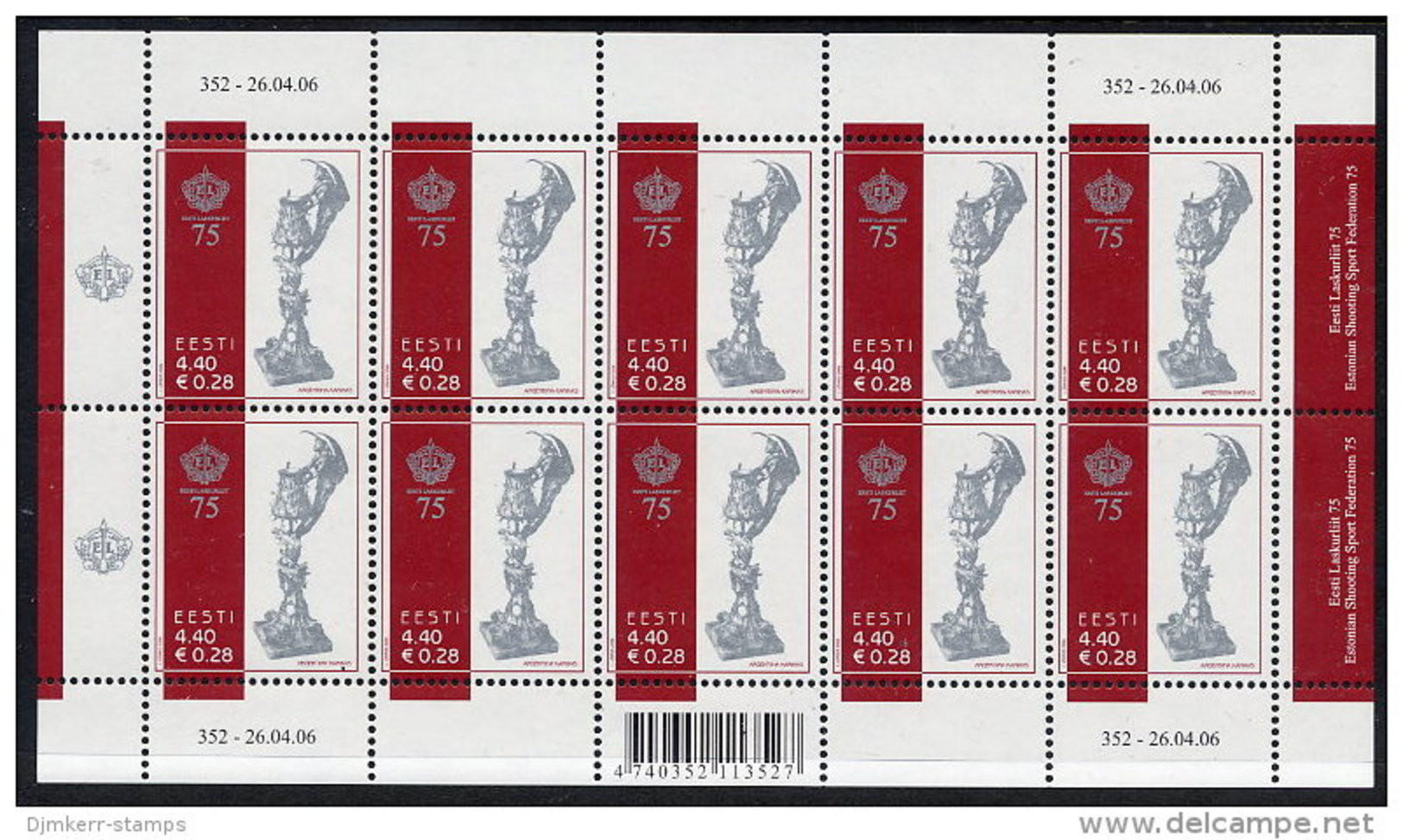 ESTONIA 2006 Shooting Organisation Sheetlet MNH / **.  Michel 554 Kb - Estonia