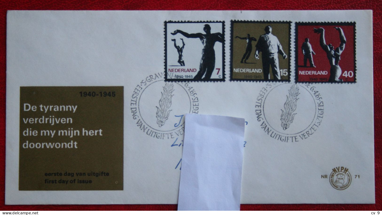 FDC E71 71 VERZET NVPH 836-838 1965 With Adress NEDERLAND NIEDERLANDE NETHERLANDS - FDC