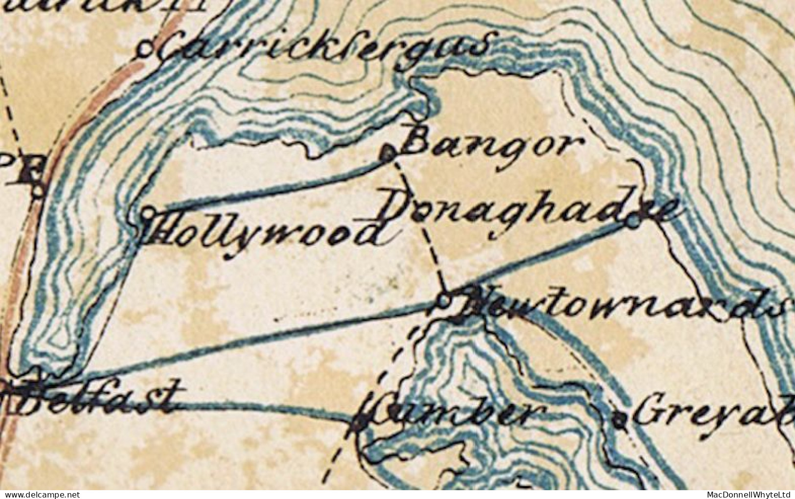 Ireland Down 1835 Masonic Cover To Dublin Paid "9" With Hollywood POST PAID And Matching HOLLYWOOD In Black - Préphilatélie