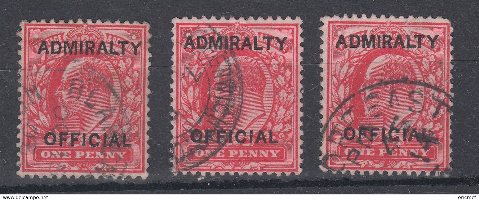 GB 1902 Admiralty Official 1d X3 Used - Servizio