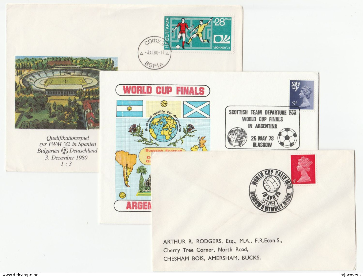 3 Diff 1970-1980  FOOTBALL  WORLD CUP Event COVERS Stamps Event Soccer Sport Cover - 1970 – Mexique