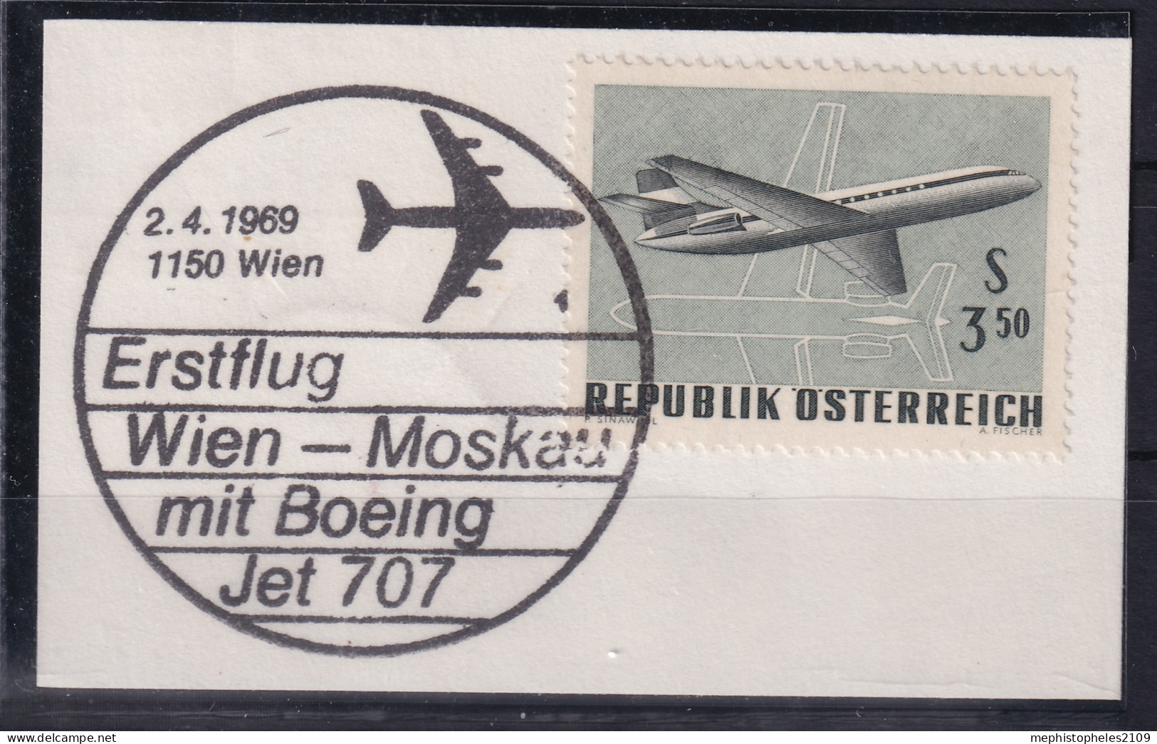 AUSTRIA 1969 - Erstflug Wien - Moskau - ANK 216 - Primeros Vuelos