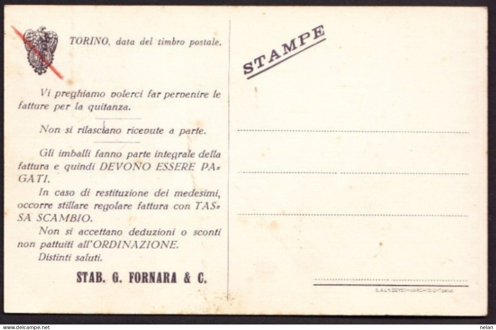 TORINO - STABILIMENTI G. FORNARA & C - F.P - Expositions