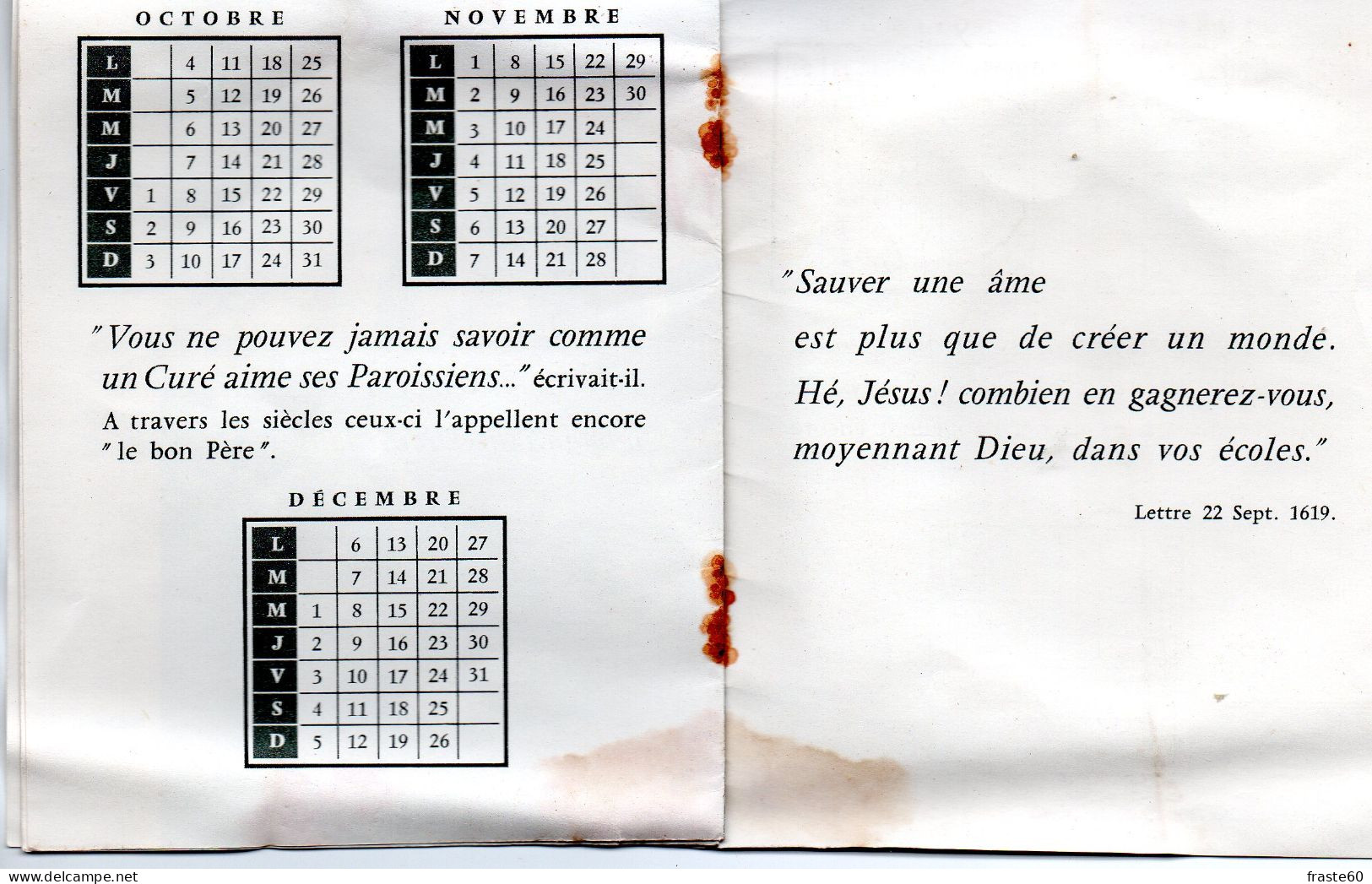 (P) Calendrier De 6 Pages (1964) édité En Hommage à Pierre Fourier Curé De Mattaincourt (Vosges) - Tamaño Grande : 1961-70