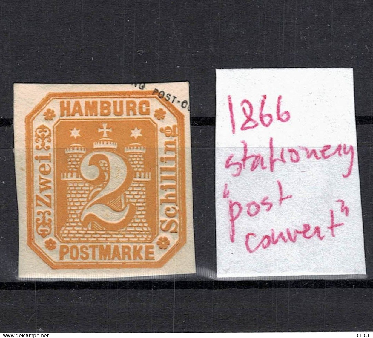 CHCT9 - 2 Schilling Stationery Stamp / Cut Out, 1866, Hamburg, Germany - Hamburg