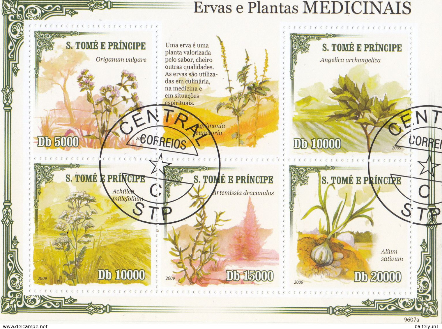 2009 Sao Tome And Principe Stamp The Plant Medicine  Sheetlet +S/S Cancel - Geneeskrachtige Planten