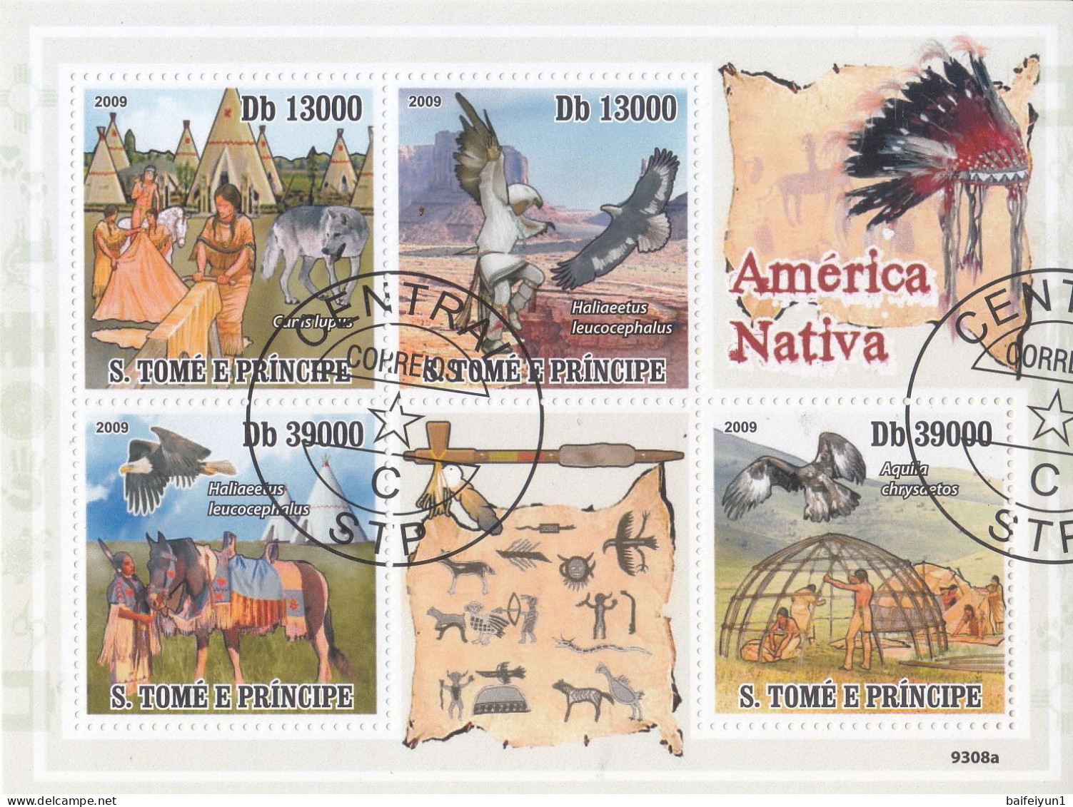 2009 Sao Tome And Principe Stamp The America Native  Sheetlet Cancel - Indios Americanas