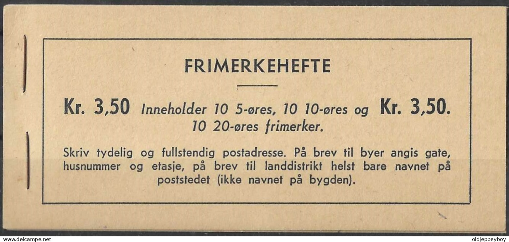 NORWAY, 1941, Booklet 20B H, 3.50 Kr, 5, 10, 20 Inverted POST OFFICE FRESH  - Booklets