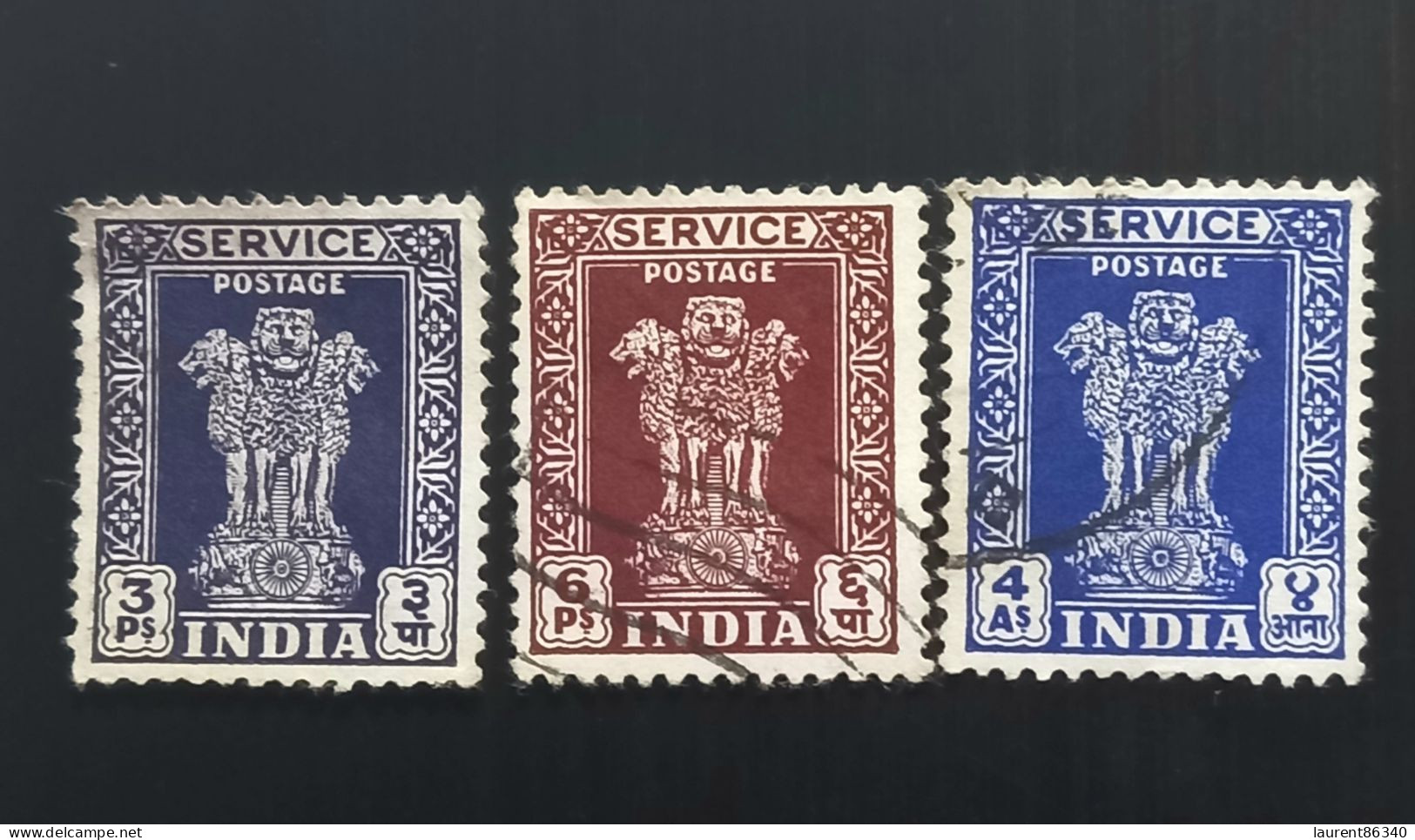 INDE 1950  Capital Of Asoka Pillar  3 Lions - 3 Stamps Services Used - Gebraucht