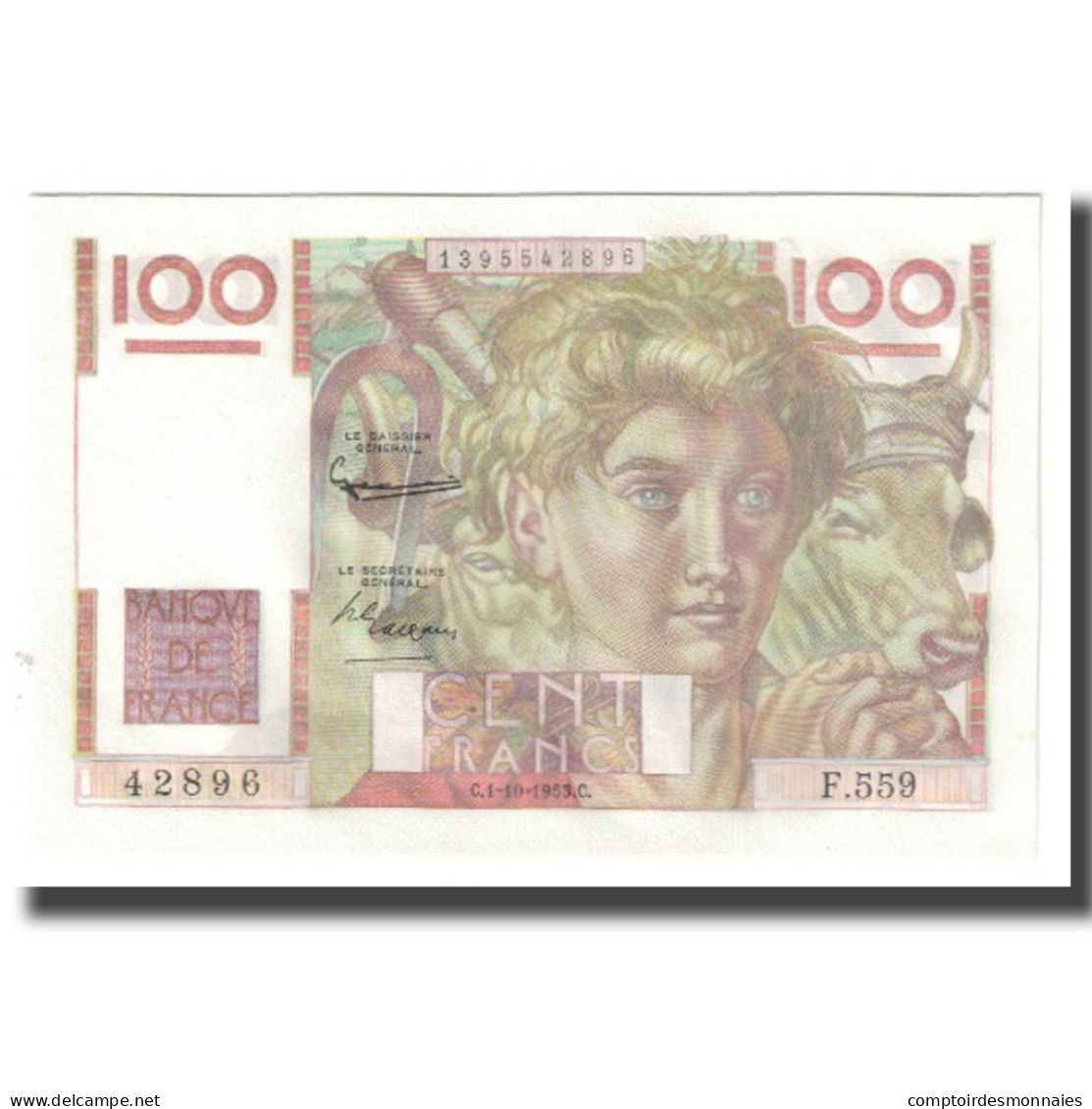 France, 100 Francs, Jeune Paysan, 1953, D AMBRIERES, GARGAM, 1953-10-01, NEUF - 100 F 1945-1954 ''Jeune Paysan''