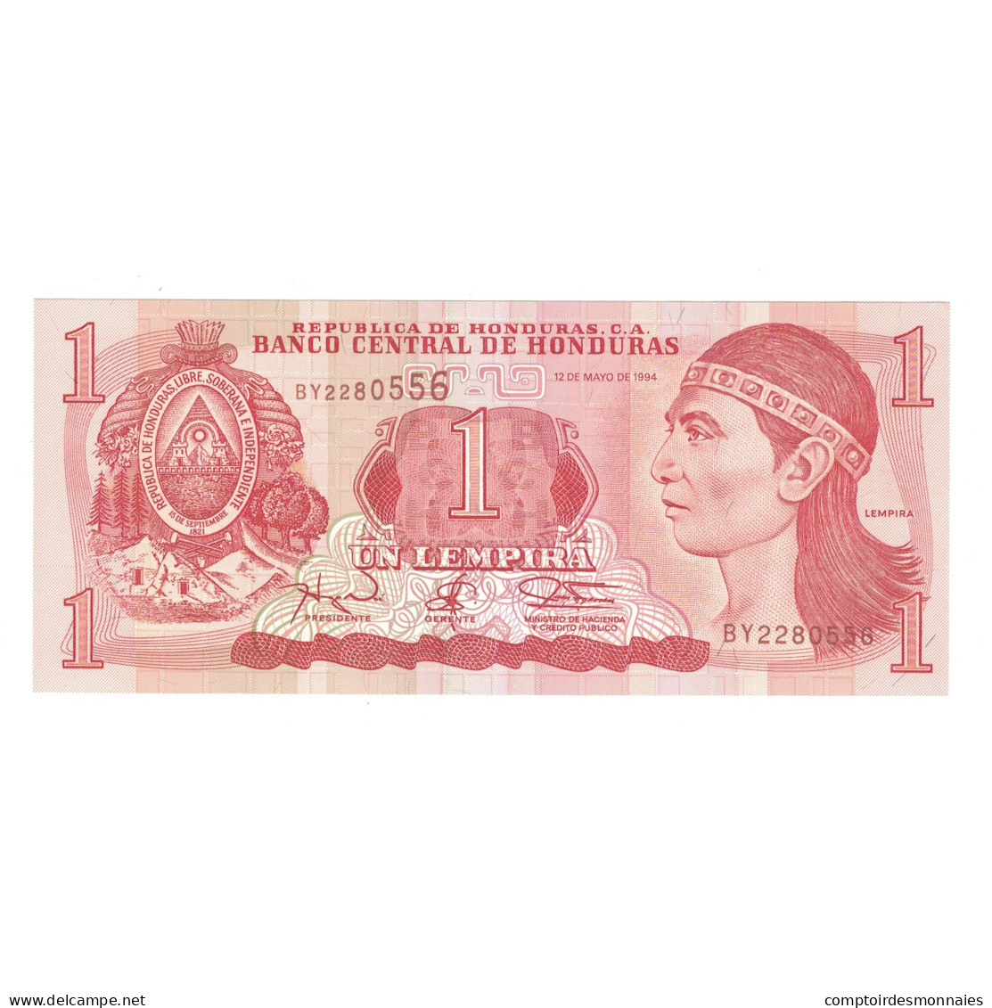 Billet, Honduras, 1 Lempira, 1994, 1994-05-12, KM:76a, NEUF - Honduras