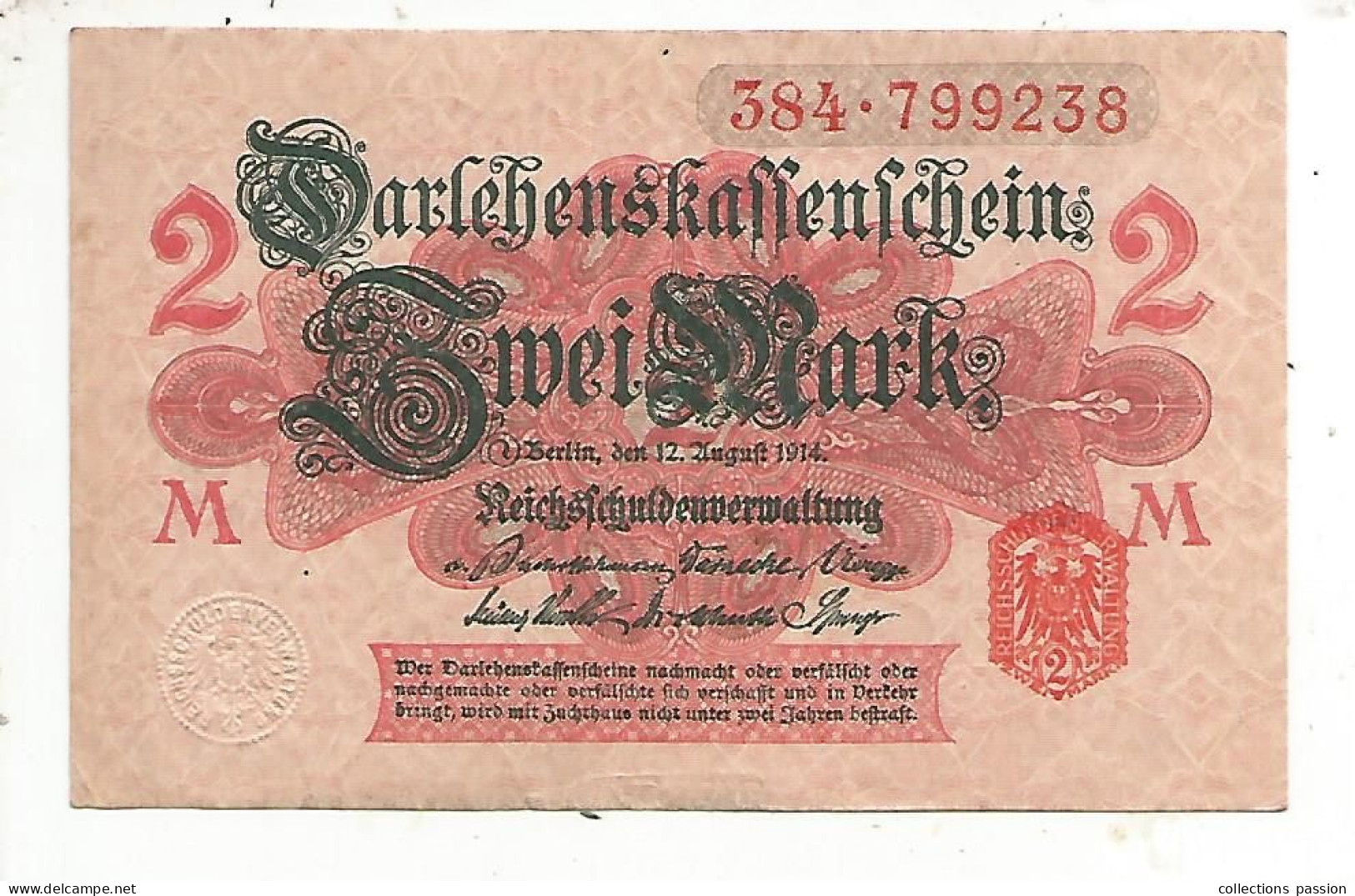 Billet , Allemagne, Swei, 2 Mark, 1914, 2 Scans, SUP - Other & Unclassified