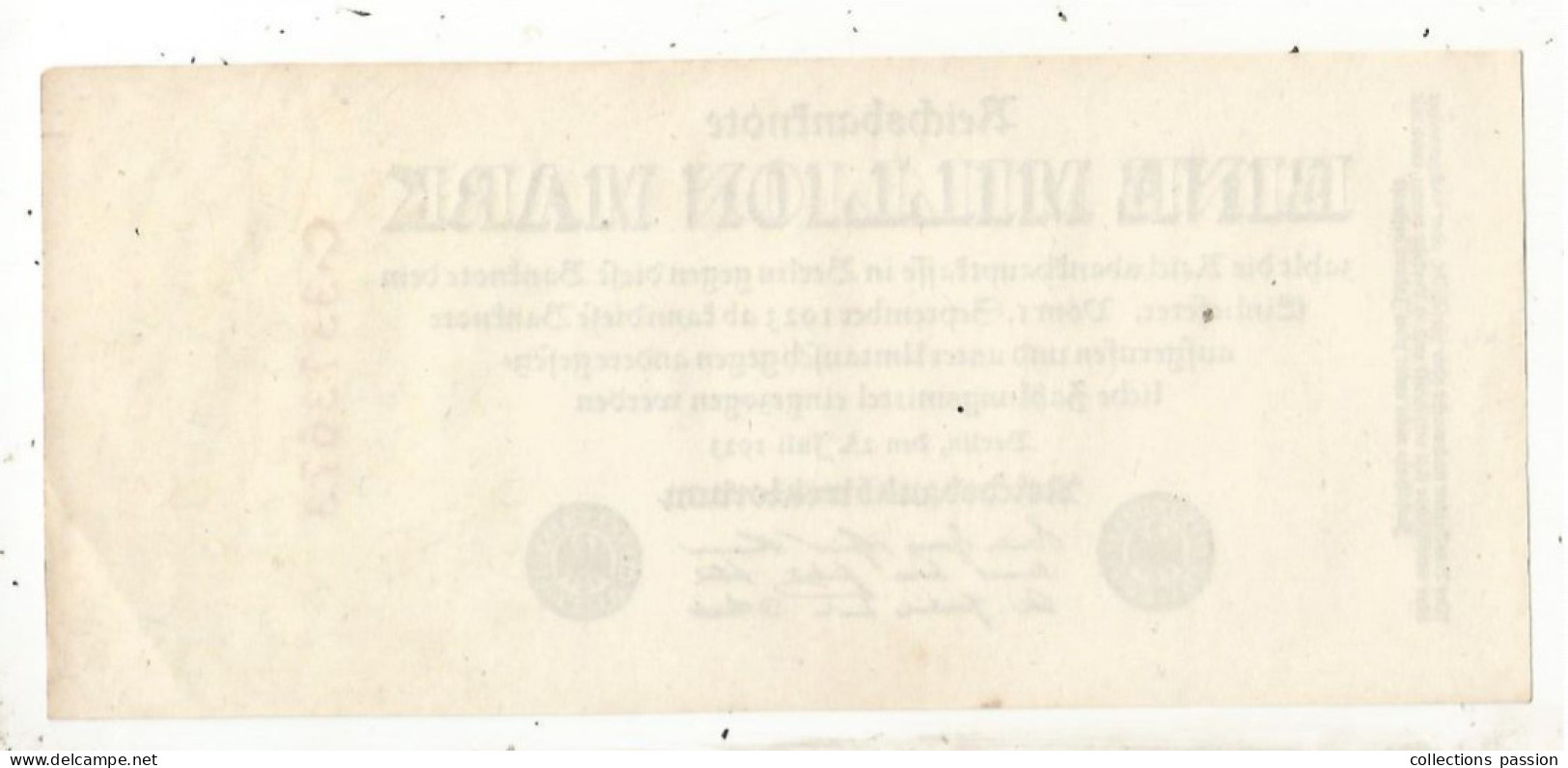 Billet , Allemagne, EINE MILLION, 1000000 Mark, 1923, 2 Scans, Uniface - 1 Mio. Mark