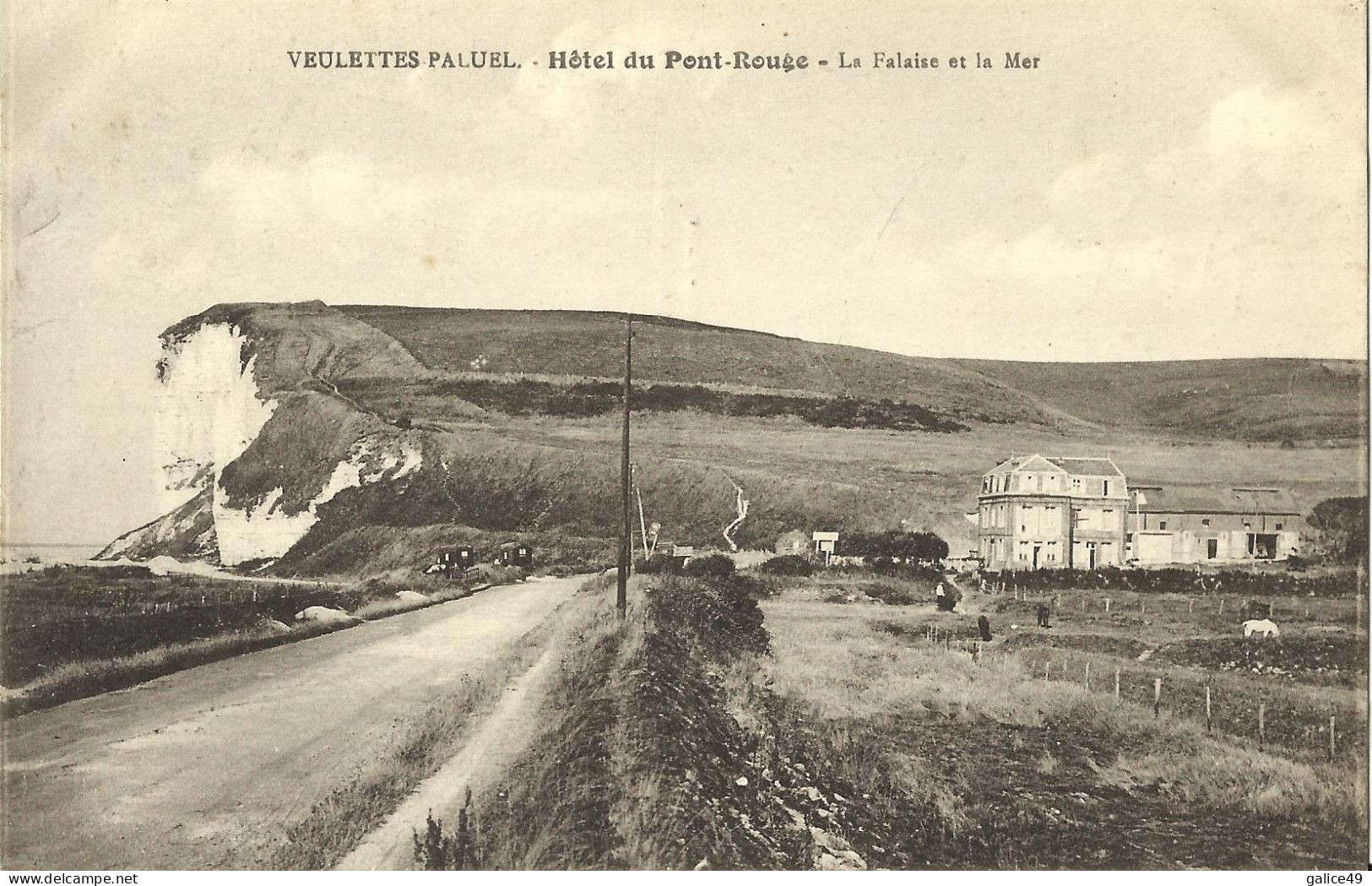 6519 CPA Veulette Les Roses -  Hôtel Du Pont Rouge - La Falaise Et La Mer - Août 1935 - Villequier