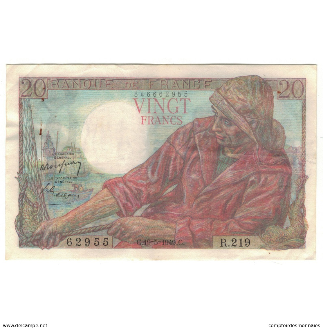 France, 20 Francs, 1949, R.219, TTB, Fayette:13.15, KM:100c - 20 F 1942-1950 ''Pêcheur''