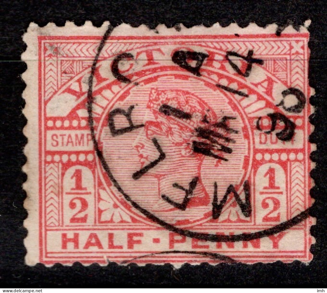 Vic 1886 SG311 Half Penny, 1/2d,  Pink, Cat £2.00 - Used Stamps