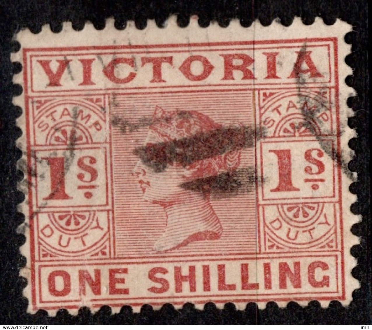 Vic 1886-96 SG 321b One Shilling, 1/- Carmine-lake, FU Cat £5.5 - Used Stamps