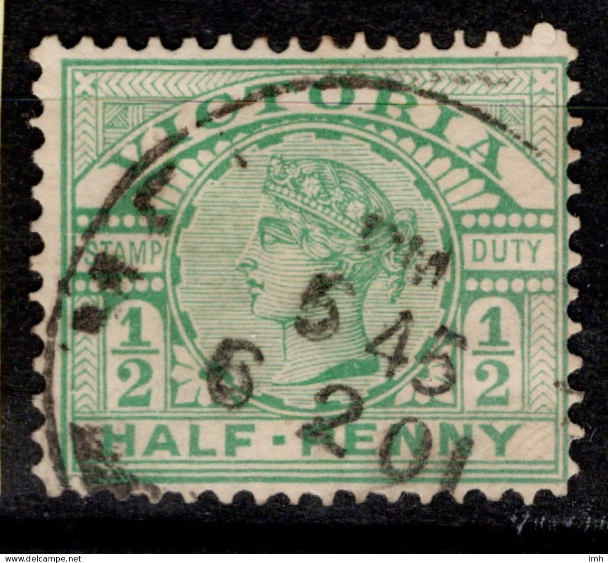 Vic 1899 SG 356a Half Penny Deep Blue-green Cat. £1.75 - Used Stamps