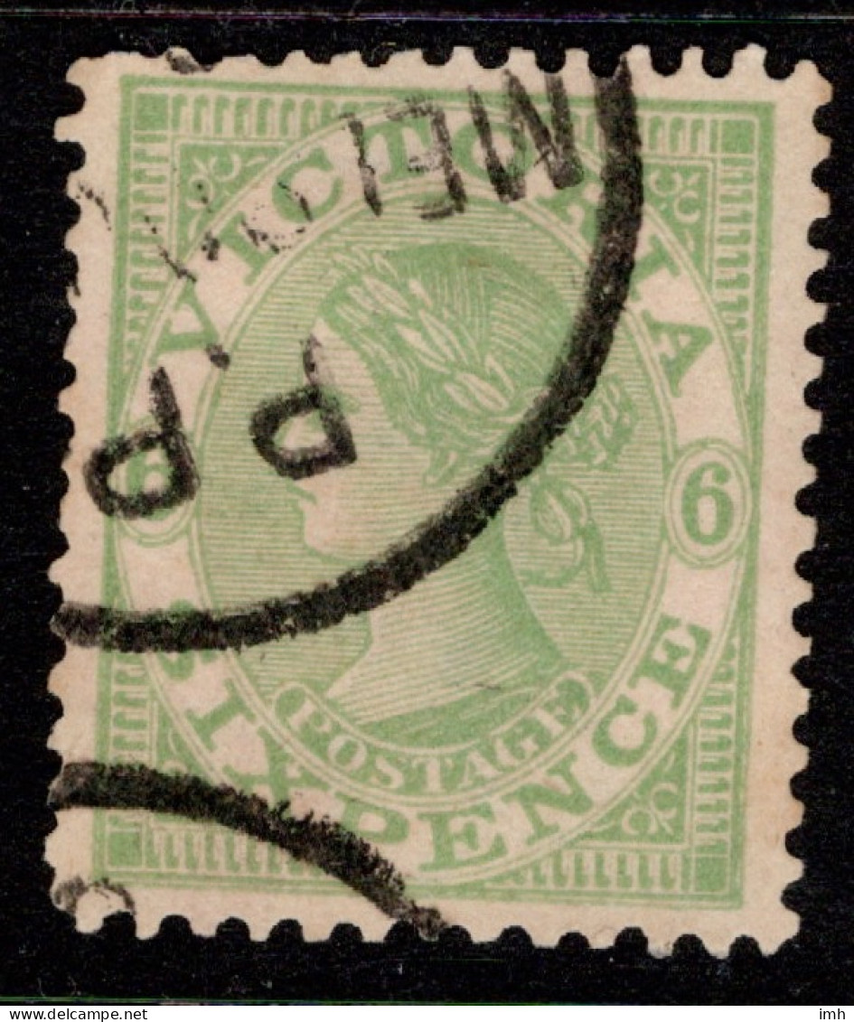 Vic 1905 SG 423a Six Pence, Dull Yellow-green Cat £0.80 - Used Stamps