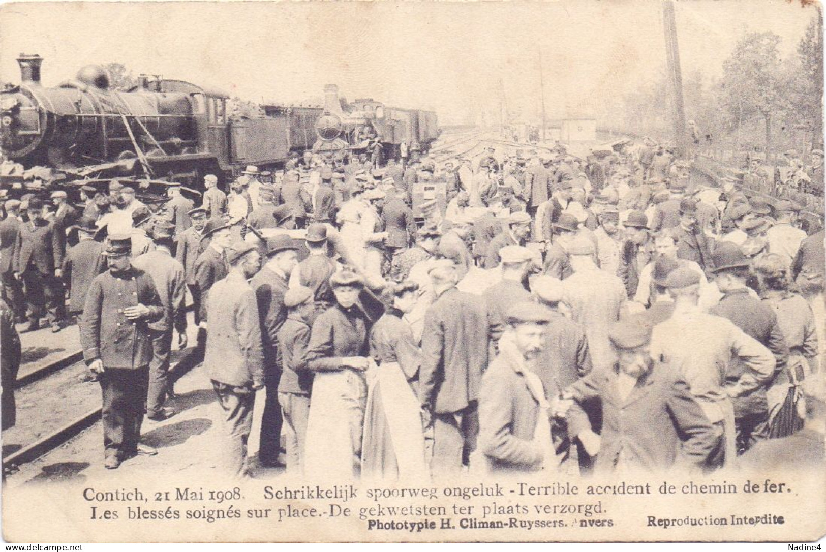 PK - Kontich - Catastrophe , Spoorweg Ongeval Locomotief , Trein Train - Slachtoffers - 1908 - Katastrophen