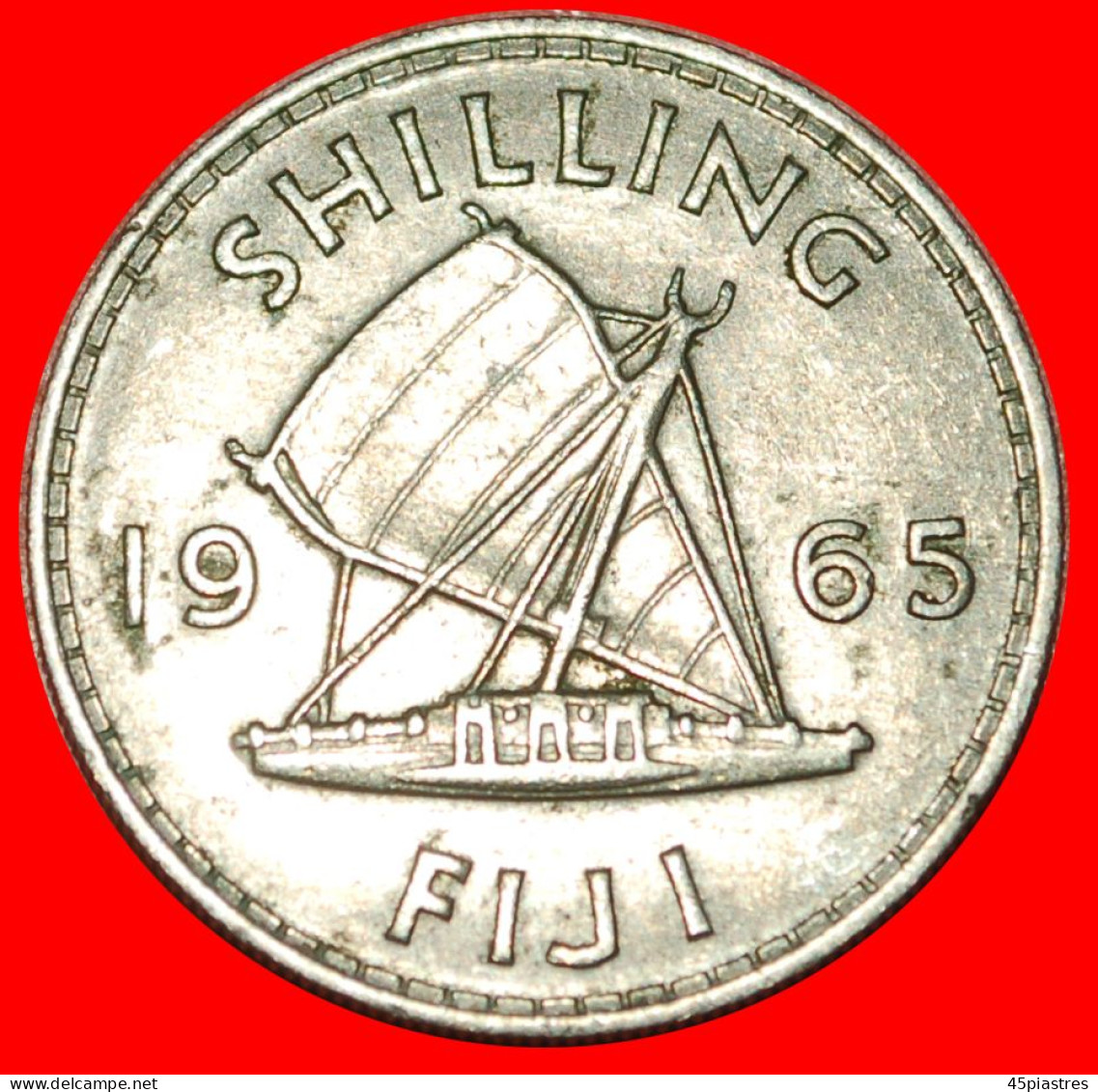 * GREAT BRITAIN (1957-1965): FIJI  1 SHILLING 1965 SHIP! ELIZABETH II (1953-2022) ·  LOW START · NO RESERVE! - Fidschi