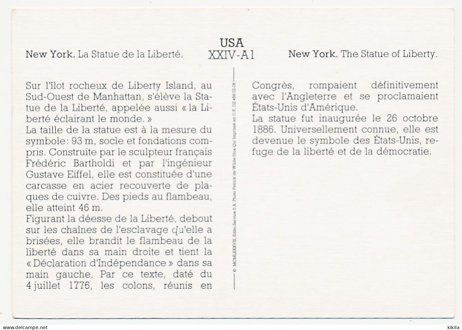 Carte 10.5 X 15 Etats Unis USA (49) NEW YORK La Statue De La Liberté - Vrijheidsbeeld