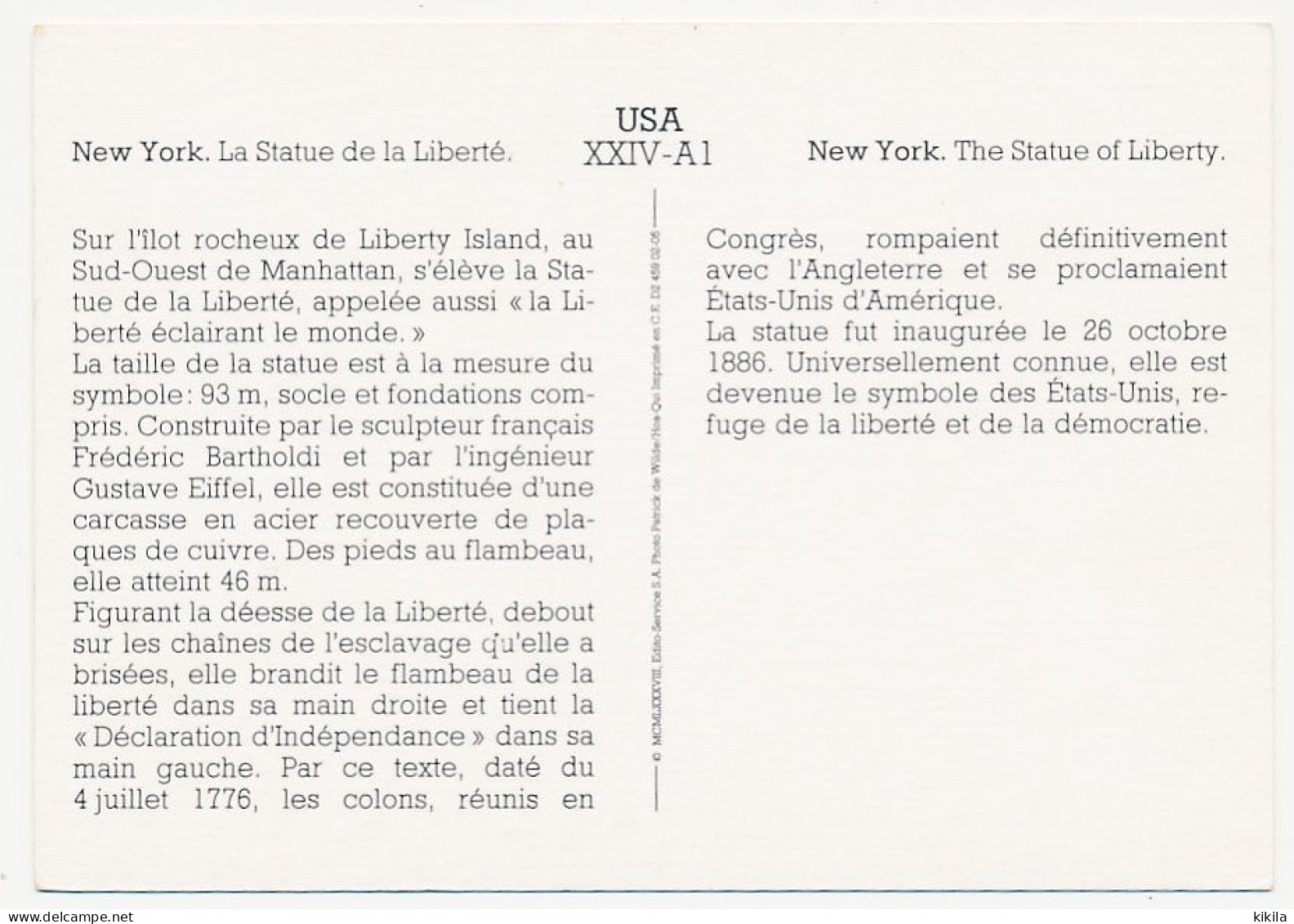 Carte 10.5 X 15 Etats Unis USA (49) NEW YORK La Statue De La Liberté - Statue Of Liberty