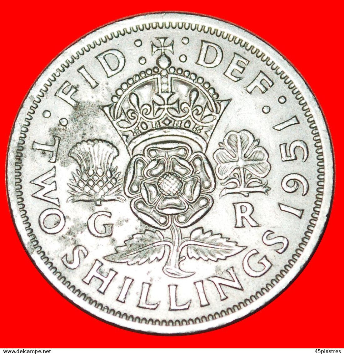 * LAST TYPE 1949-1951:UNITED KINGDOM  2 SHILLINGS FLORIN 1951! GEORGE VI (1937-1952)! BRITAIN·  LOW START · NO RESERVE! - J. 1 Florin / 2 Schillings