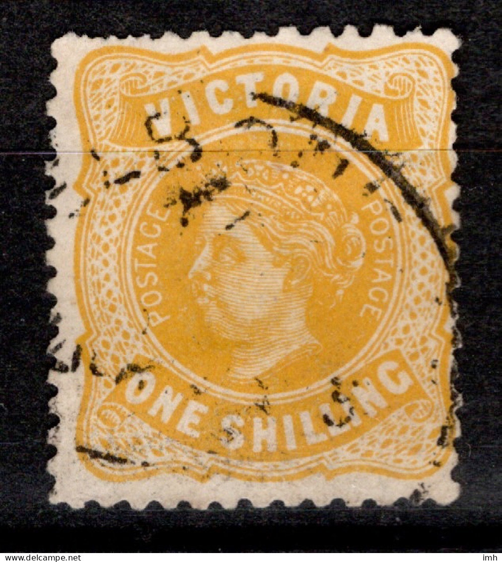 Vic 1901-10 One Shilling 1/- Yellow (With Word POSTAGE) Cat £2.5 - Used Stamps