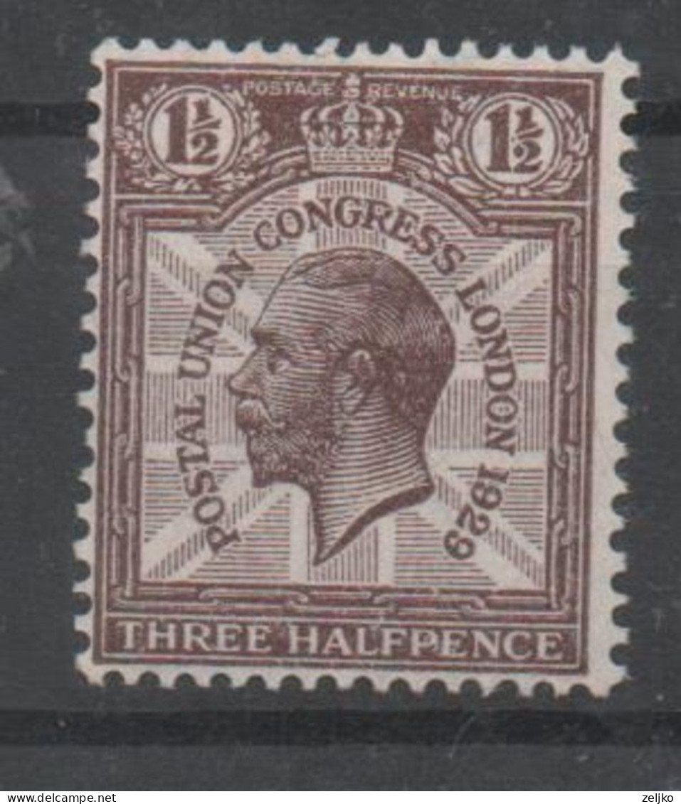 UK, GB, Great Britain, MNH, 1929, Michel 172, Postal Union Congress - Neufs