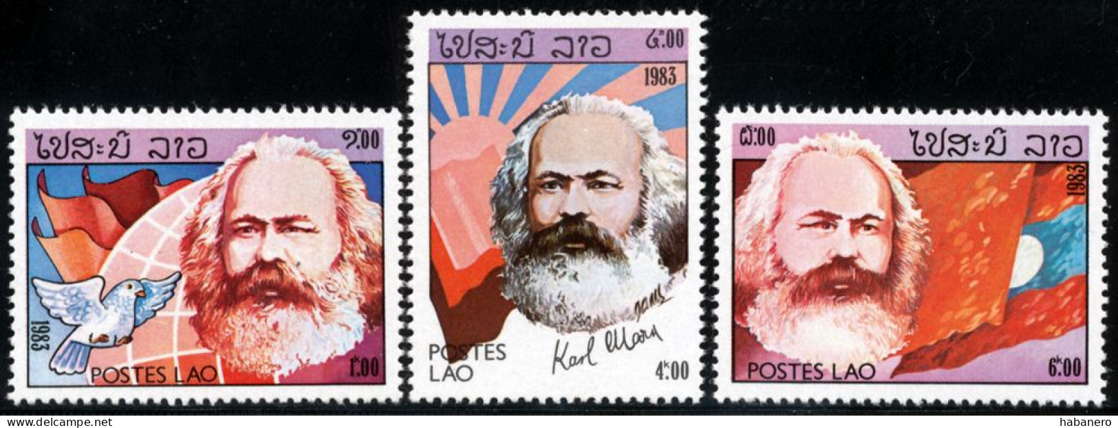 LAOS 1983 Mi 688-690 100th ANNIVERSARY OF KARL MARX DEATH MINT STAMPS ** - Laos