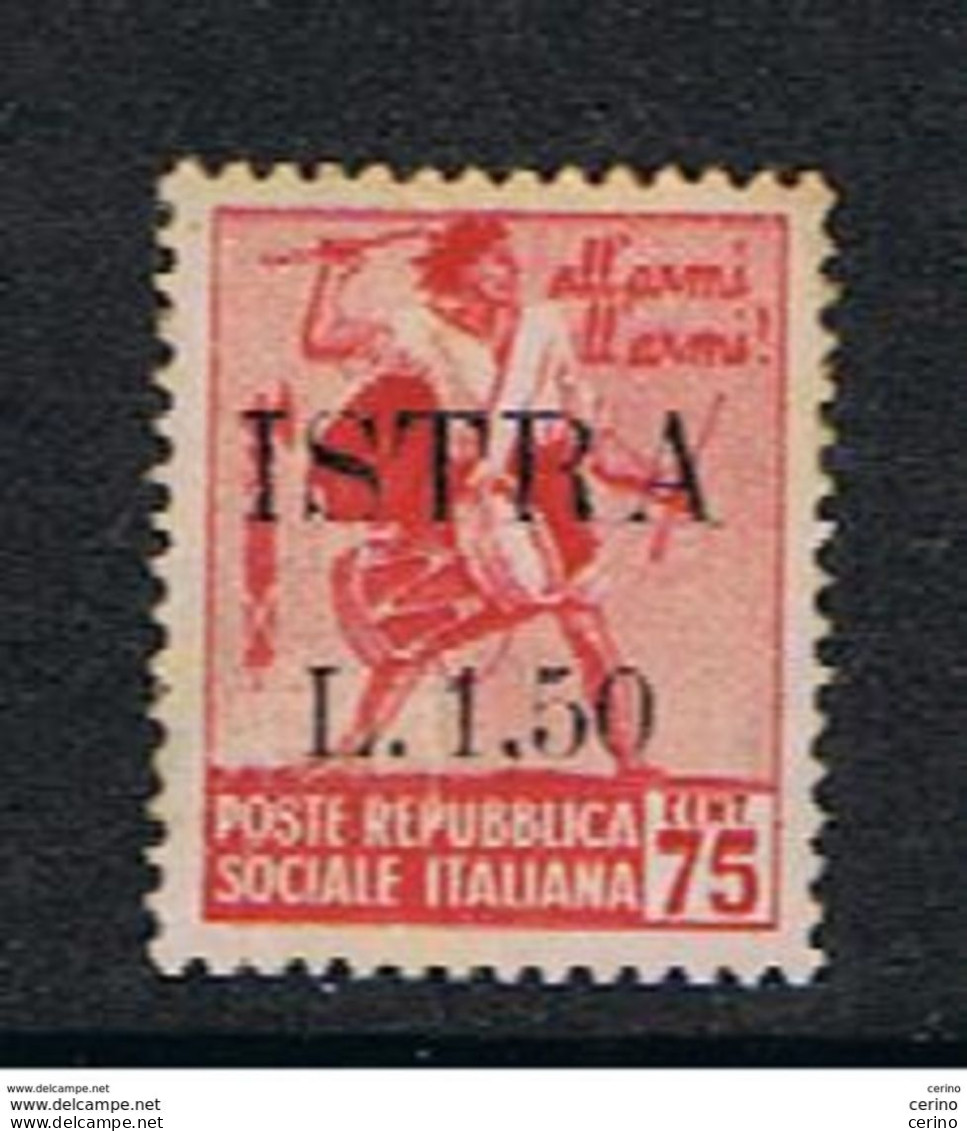 OCCUPAZ. JUGOSLAVA  DELL' ISTRIA:  1945  SOPRASTAMPATO  -  £.1,5/75 C. ROSA  CARMINIO  N. -  COR. CAPOVOLTA  -  SASS. 28 - Jugoslawische Bes.: Istrien