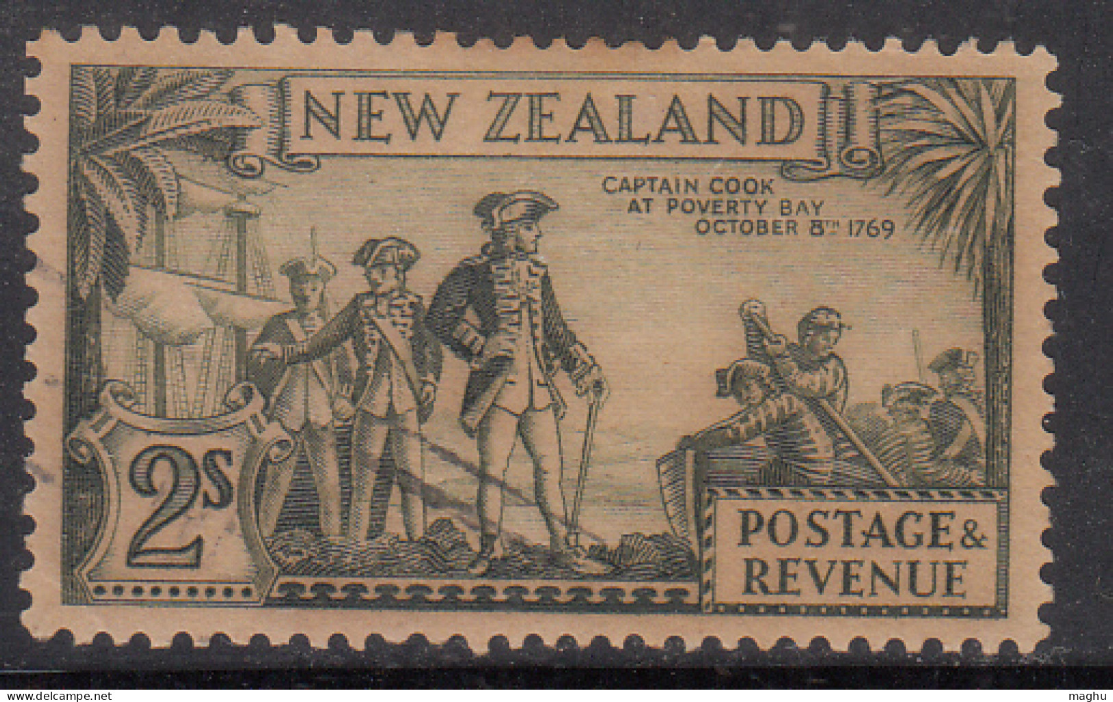 2s Used Captain Cook, New Zealand SG589, (Perf.,13½ X 13½) 1936 - Gebruikt