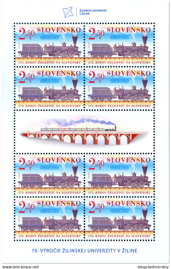 Slovakia 2023 The 175th Anniversary Of Slovak Rail Transport Sheetlet Of 8 Stamps And Label Mint - Blokken & Velletjes