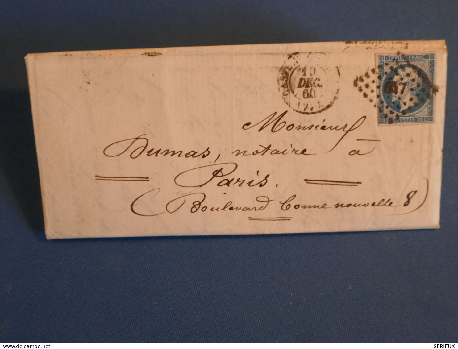 BZ1 FRANCE   BELLE  LETTRE 1860 CASTRES   A  PARIS +N°14 + AFF. INTERESSANT ++ - 1853-1860 Napoleone III