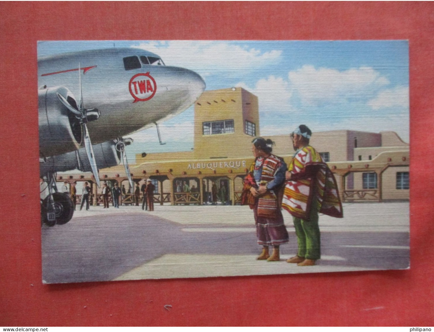 Airport ---Native Americans. TWA            Albuquerque New Mexico > Albuquerque   Ref 6163 - Albuquerque