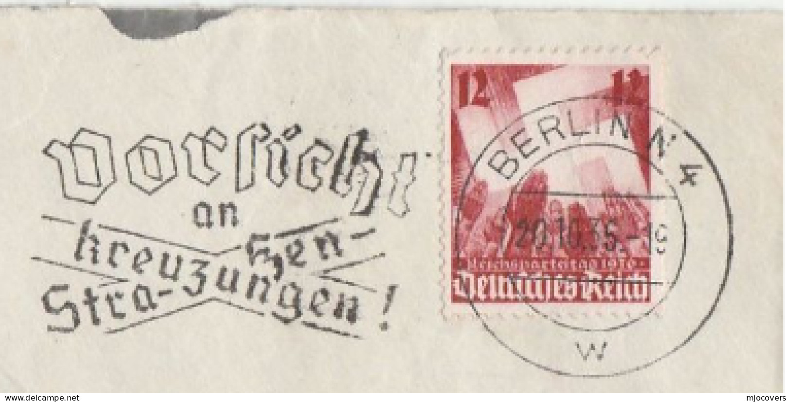 1935 ROAD SAFETY Cover BEWARE TRAFFIC SLOGAN Germany  Stamps - Accidents & Sécurité Routière