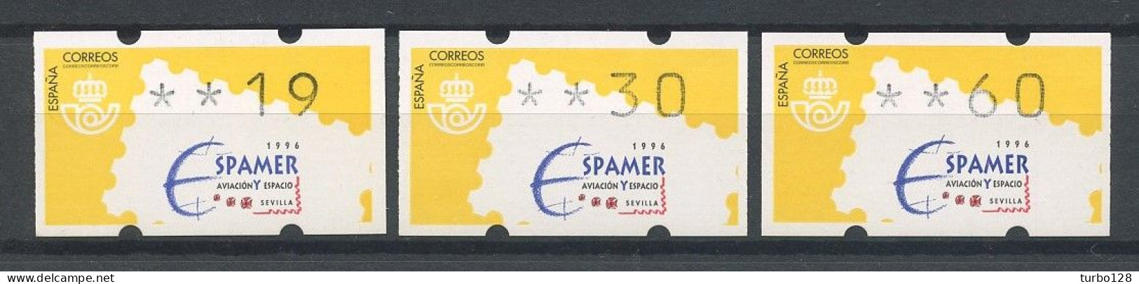 ESPAGNE 1996 DISTRIBUTEURS Série N° 13 ** 3 Valeurs Neufs MNH Superbes C 6 € Logo Exposition Espamer 96 Séville - Viñetas De Franqueo [ATM]