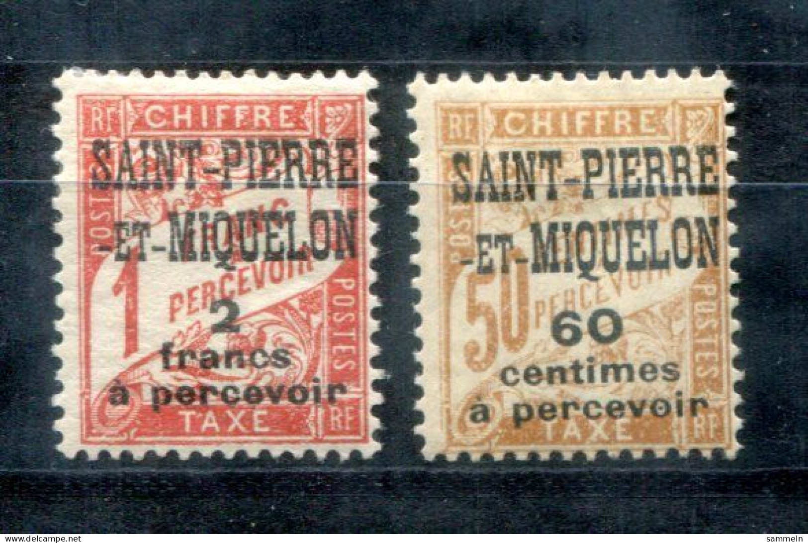 SAINT PIERRE & MIQUELON Porto 19-20 Mh - Mit Falz, Hinged, Charnière - Segnatasse